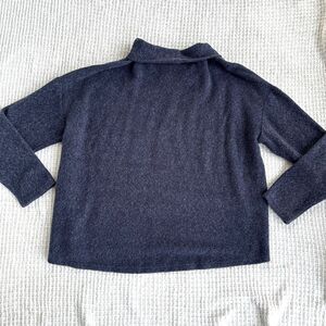 Banana Republic Cotton Navy Blue Funnel Neck Boxy Crop Sweater Pullover XL